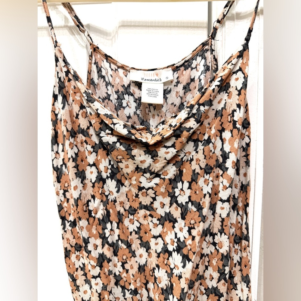 Womens Tank Top Size S Spaghetti Strap Floral Print Strappy Rayon Urban spring